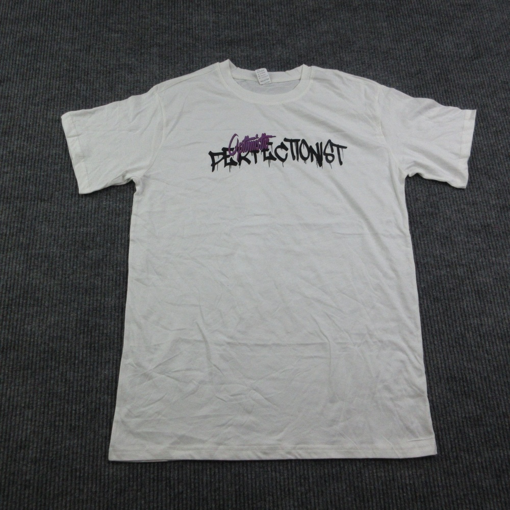 Haloo Perfectionist Shirt Mens XL White Cotton Crew Neck Graphic Print Tee